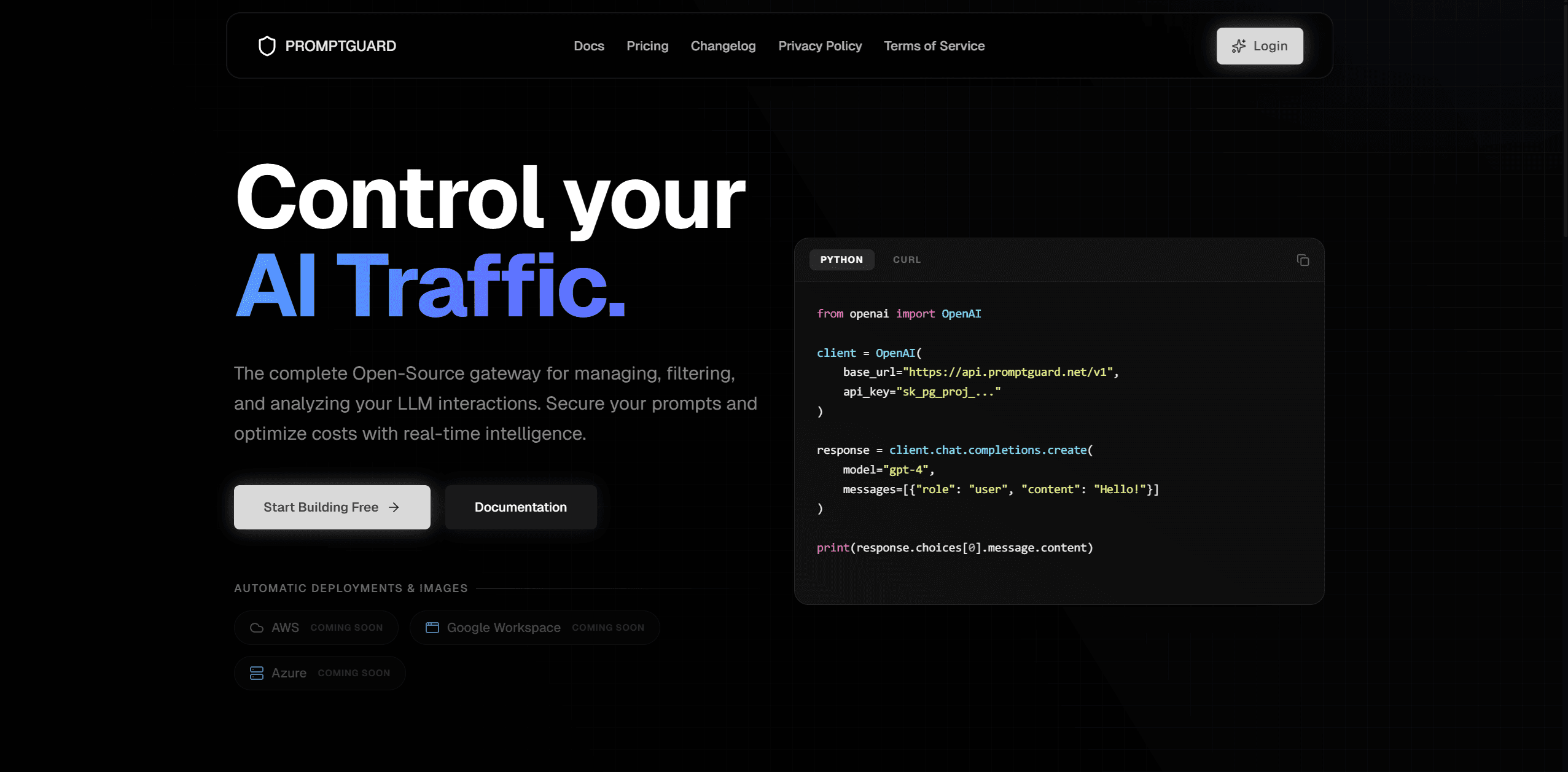 Promptguard.net architecture